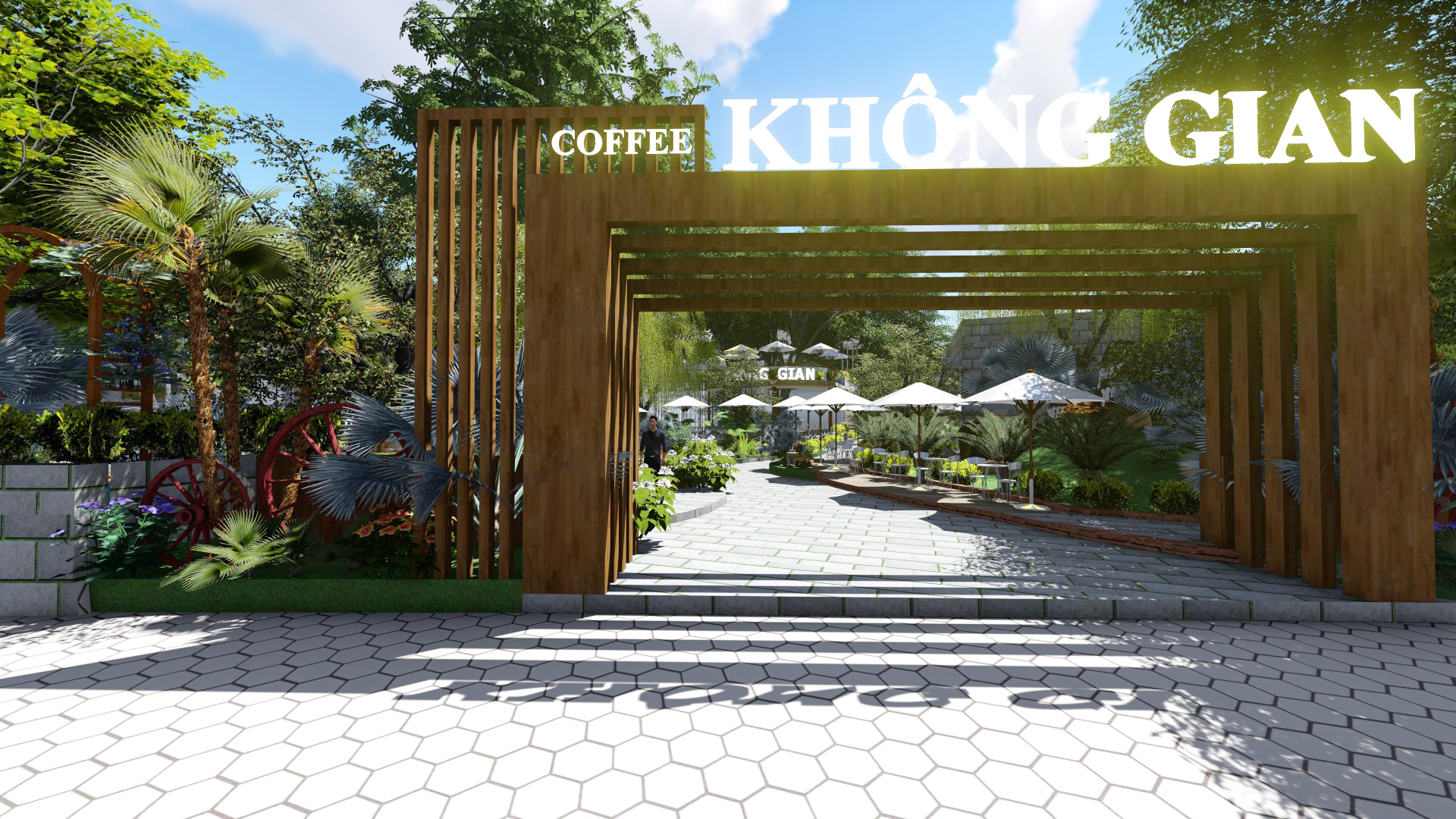 Thiết kế quán cafe sân vườn Hóc Môn